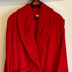 Women's Full Length Wool Coat - Red Size-10